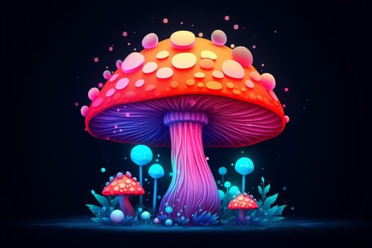 
Pixel art of a mushroom, colorful and cheerful