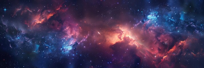 galaxy banner. a captivating panoramic view of the deep space universe