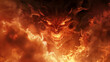 © AiDesign - Angry evil demon  satan monster creature  in fire of hell with furious eyes and menacing face