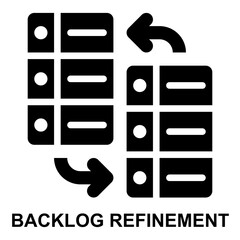 backlog refinement, backlog grooming, backlog, product backlog, update, revision solid glyph icon