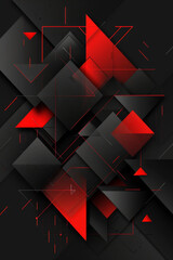 Wall Mural - Sleek black and red geometric elements in a striking composition.