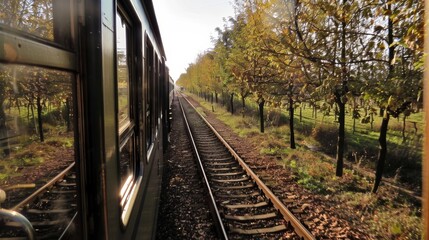 Wall Mural - The trains whistle echoes through the orchard adding to the peaceful ambiance of the surroundings.
