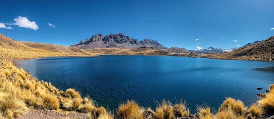 Canvas Print - Panoramic View of a Serene Mountain Lake