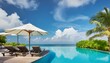 © Dostain - Luxury Vacation: Tropical Resort with Pool and Blue Sky in Maldives