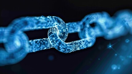 Digital blockchain technology concept with glowing chains