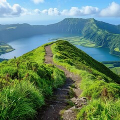 Wall Mural - Serpentine Trail Winding Through Lush Green Hills