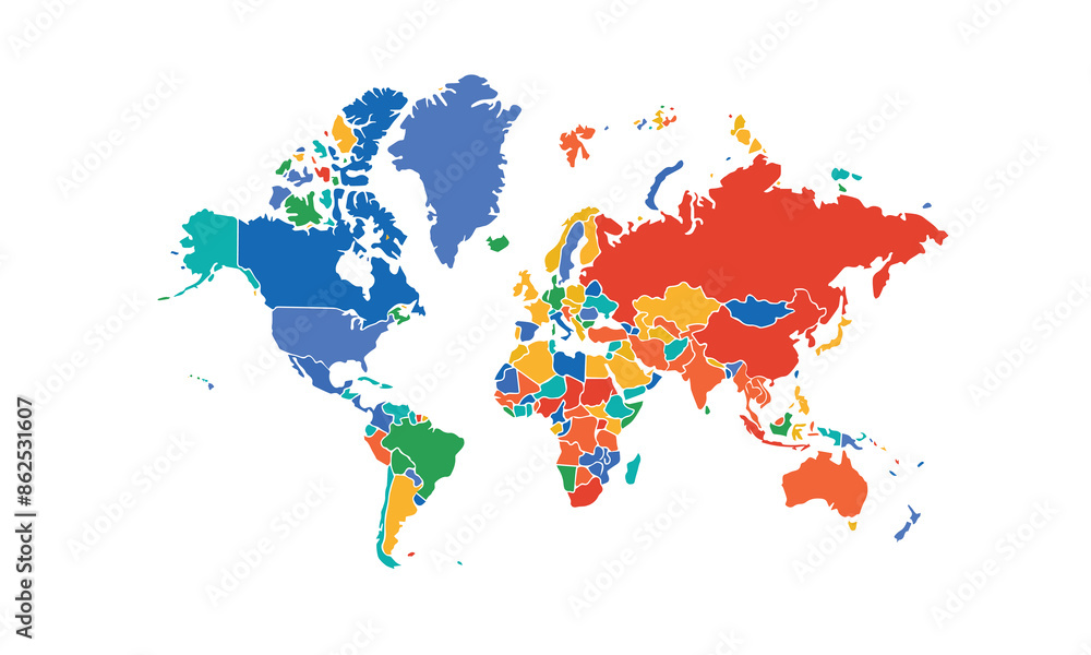 World Map isolated modern colorful style. for website layouts ...