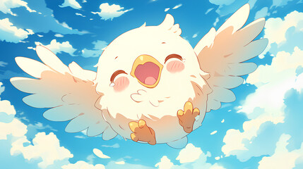 Sticker - Cute baby eagle with fluttering wings