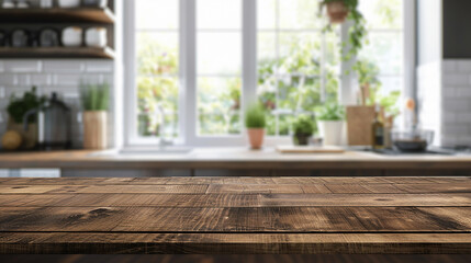 Wall Mural - kitchen background top counter interior wood blur home