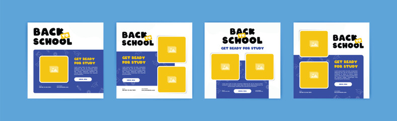 Wall Mural - Social media post template for back to school and school admissions