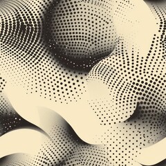 Wall Mural - Abstract Halftone Wave Pattern with Gradient Tones