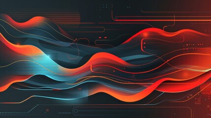 Wall Mural - Abstract Digital Waves on Futuristic Technology Background