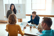 © Reese Coop/peopleimages.com - Meeting, graphs and presentation for businesspeople, paperwork and boardroom for sale report. Planning, finance and strategy with data for research, female speaker or charts for information analysis