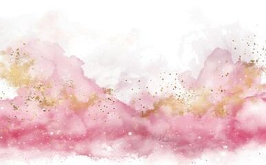 Designs or templates for luxury abstract wedding invitations or greeting cards on Valentine's Day in pink watercolor waves or fluid art in alcohol ink with gold.