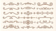 © Alon - Line dividers. Decorative swirl text separators, vintage divider. Victorian flourishes line calligraphic swirly filigree decoration editable stroke vector set
