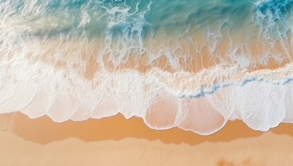 Wall Mural - Aerial View of Ocean Waves on Sandy Beach