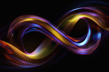 Wall Mural - A vibrant and abstract infinity symbol with colorful, flowing lines against a dark background.