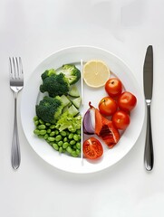 a sectioned plate illustrating portion control in meals