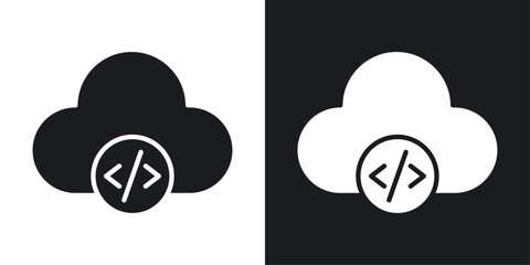 Wall Mural - Cloud code vector icon set in black color.