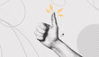 © accogliente - Trendy Halftone Collage female hand showing thumb up gesture. Stipple photocopy effect. Positive hand sign. Pixel pop art. Vector dots texture. Contemporary illustration art