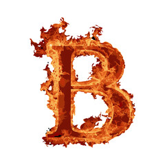 Fire alphabet letter B isolated