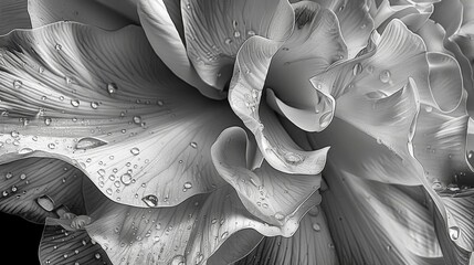 Wall Mural - An intimate look at the unique patterns and textures found in macro flower petals. Black and white art