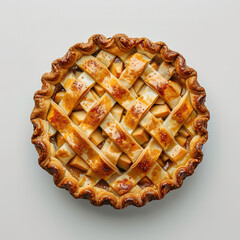 Wall Mural - Apple pie isolated top view on white background
