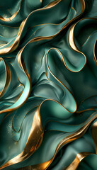 Canvas Print - A close up of a liquid aqua painting with electric blue and gold marble texture