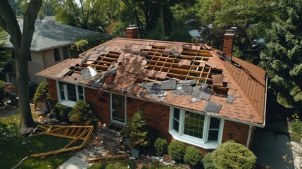 Wall Mural - Residential roof inspection for an insurance claim due to storm damage. 