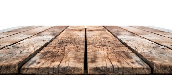 Wall Mural - A wooden table with copy space image on a white background.