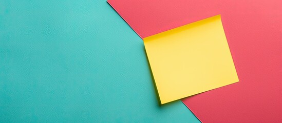 Aufkleber - Colored background with yellow sticky note featuring copy space image.