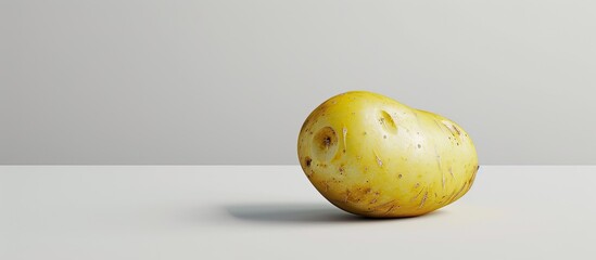 Wall Mural - A ripe potato tuber with a white backdrop, suitable for copy space image.