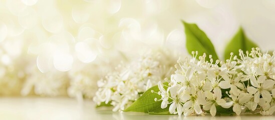 Wall Mural - Elderberry flowers for alternative medicine purposes with ample copy space image.