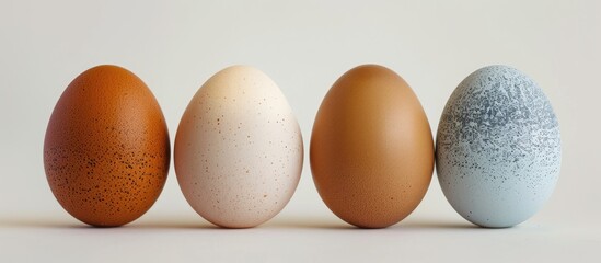 Sticker - Select the perfect eggs by comparing four different colored chicken eggs with a copy space image for text.