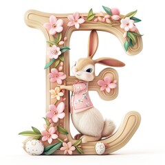 Sticker - Easter letter E figurine easter white background.