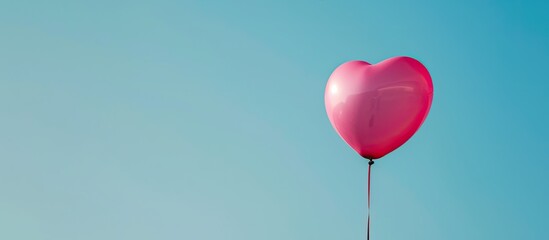 Fototapete - Balloon with a small pink heart for a romantic copy space image.