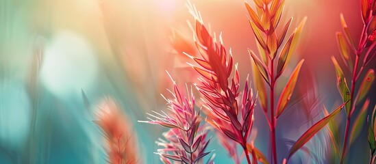 Wall Mural - close-up abstract image showcasing grass with copy space.