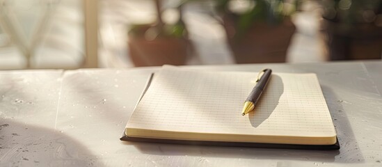 Aufkleber - Opened notepad and pen with copy space image.