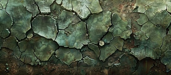 Wall Mural - Cracked ground serves as the backdrop in an image with copy space.