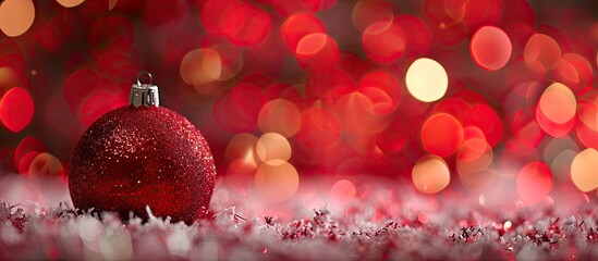 Aufkleber - Christmas ball ornament displayed for holiday celebration with festive bokeh background in a copy space image.