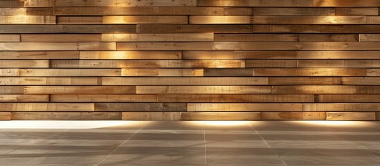 Poster - Interior decoration with rows of oak decorative strips, providing a natural and elegant touch with a rustic appeal and copy space image.