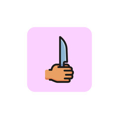 Sticker - Hand with knife line icon. Sharp, utensil, holding. Equipment concept. Vector illustration can be used for topics like kitchen, cooking, chef