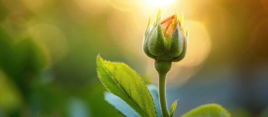 Poster - Image of a budding flower with copy space to discuss growth and development.