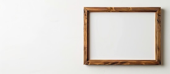 Wall Mural - Wooden picture frame displayed on a white background with copy space image.