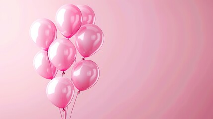 Wall Mural - Festive sweet pink balloons background banner celebration theme. Generative AI