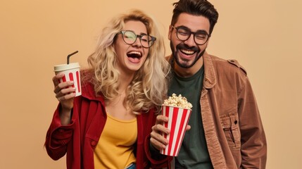 Wall Mural - The couple with popcorn