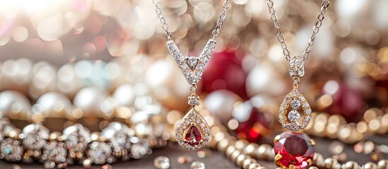 Aufkleber - Jewelry displayed against a background with copy space image.