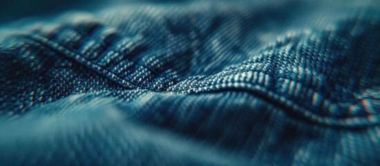 Aufkleber - Blurry abstract close-up image of the texture of a blue denim jeans back pocket with copy space image.
