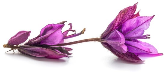 Leinwandbilder - A native South American species featuring a purple inflorescence at the tip on a white background, suitable as a copy space image.