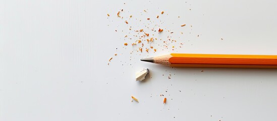 Canvas Print - A broken pencil and an eraser are displayed against a white backdrop with ample space for additional content or text in the image.